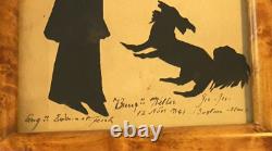 Pair Antique Silhouettes Welles Family signed August Edouart Boston 1841 & 1843