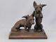 Pair Antique Sottish Terrierscottiescotty Dogs Bronzed Sculpturesigned Cross