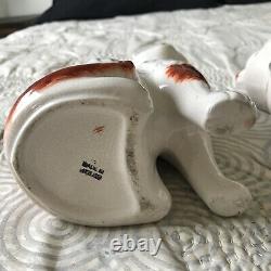 Pair Antique Staffordshire Cat Figurines Brown Marking Signed ENGLAND
