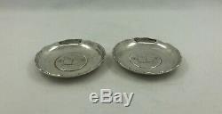 Pair Antique Sterling Silver Signed Chinese Coin Dish, 119 grams