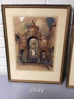 Pair Antique Vtg Gold Gilt Frames Al Mettel Signed Borda Church Arch Of San Fran