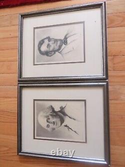 Pair Antique Wilhelm Pech Signed Etchings Abraham Lincoln And George Washington