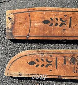 Pair Antique Wood Trade Signs Quack Medicine I AM THE BOSS Late 1800s Wagon Side