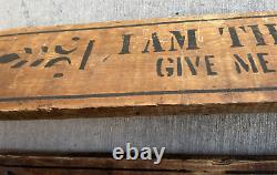 Pair Antique Wood Trade Signs Quack Medicine I AM THE BOSS Late 1800s Wagon Side