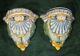 Pair Antiques Henriot Quimper France Wall Vase Stand Signed And Marked