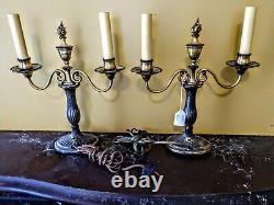 Pair Art Deco E. F. Caldwell Petite Bronze Candelabra Signed. Rewired