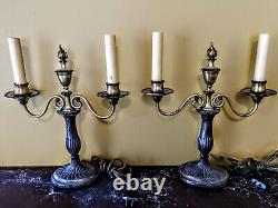 Pair Art Deco E. F. Caldwell Petite Bronze Candelabra Signed. Rewired