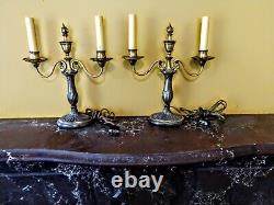 Pair Art Deco E. F. Caldwell Petite Bronze Candelabra Signed. Rewired