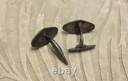 Pair Austrian Art Nouveau Jewel Ruby Cufflinks Silver Signed