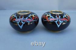 Pair Bernardaud France Art Deco Porcelain Vases Signed Artist A