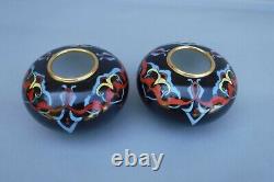 Pair Bernardaud France Art Deco Porcelain Vases Signed Artist A