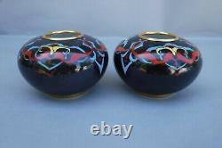 Pair Bernardaud France Art Deco Porcelain Vases Signed Artist A