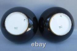 Pair Bernardaud France Art Deco Porcelain Vases Signed Artist A