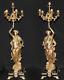 Pair Bronze Candelabras Signed Gregoire French Torcheres