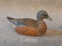 Pair Carved Miniature Wigeon Duck Decoys signed Reggie Birch