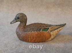 Pair Carved Miniature Wigeon Duck Decoys signed Reggie Birch