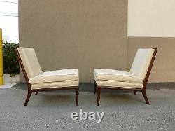 Pair Chic Widdicomb Manly Signed Karl Slipper Chairs In Fratelli Silk Fabric P