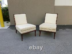 Pair Chic Widdicomb Manly Signed Karl Slipper Chairs In Fratelli Silk Fabric P