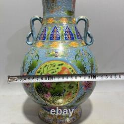 Pair Chinese Antique Enamelled Cloisonne VaseTiffany Qing Porcelain-Marked