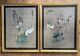 Pair Chinese Antique Paintings On Silk Signed Kangxi Marks