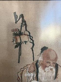 Pair Chinese Antique Paintings On Silk Signed Kangxi Marks