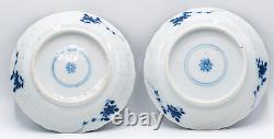 Pair Chinese Blue & White Saucers Bird Porcelain Marks Period Kangxi (1662-1722)