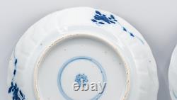 Pair Chinese Blue & White Saucers Bird Porcelain Marks Period Kangxi (1662-1722)