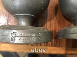 Pair Early 19th C Signed Antoine Dumas Nimes French Heavy Pewter Candlesticks 6