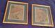 Pair Early Antique Chinese Signed Classical Landscape Silk Paintings Loom