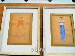 Pair Eduard Josef Wimmer Wisgrill 1912 Fashion Illustrations Wiener Werkstatte