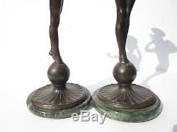 Pair Edward Francis Mccartan Bronze Metal Sculpture Nude Statue Antique Candle
