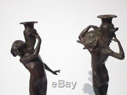 Pair Edward Francis Mccartan Bronze Metal Sculpture Nude Statue Antique Candle