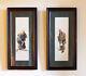 Pair Framed Japanese Watercolours C1850 65cm Tall. Signed S Hodo