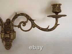 Pair French Antique 1890s Gilt Bronze Double Piano Sconces Signed L Pinet 4435