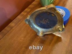 Pair French Sevres Style Artist Signed Porcelain Bronze Ormolu Handle Urns