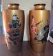 Pair Gilt Bronze Japanese Vases With Immortal Figures Signed