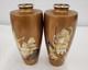 Pair Gilt Gold Bronze Japanese Vases With Immortal Figures Signed 8.25