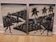 Pair Haitian Oil Canvas Paintings Antique Palmtree Primitive Haiti Signed Daniel