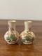 Pair Hand Painted Floral Satsuma Pottery Miniature Vases Signed Japanese Asian