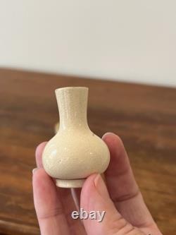 Pair Hand Painted Floral Satsuma Pottery Miniature Vases Signed Japanese Asian