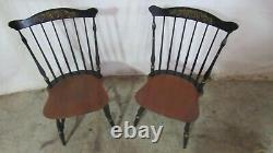 Pair Hitchcock Chairs Signed Farmhouse Stenciled