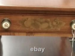 Pair Hitchcock Signed End Side Tables Stenciled Drawer Eagle Pulls