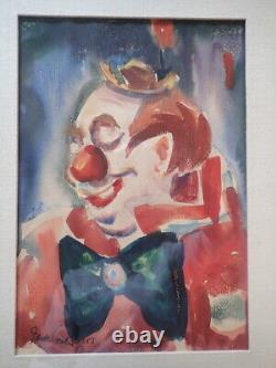 Pair JACK COOLEY Mardi Gras CLOWN PAINTINGS 1953 French Quarter NEW ORLEANS