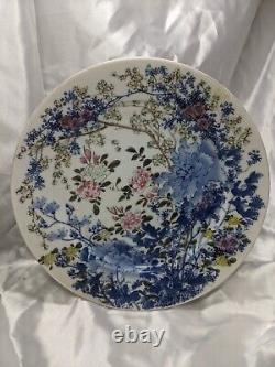 Pair Japanese Signed Porcelain Floral Plates Possibly Meiji Period