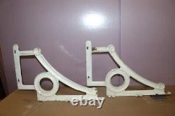 Pair Large Antique Art Deco Cast Iron Porcelain Industrial Wall Shelf Brackets