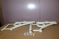 Pair Large Antique Art Deco Cast Iron Porcelain Industrial Wall Shelf Brackets