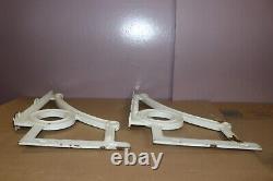 Pair Large Antique Art Deco Cast Iron Porcelain Industrial Wall Shelf Brackets