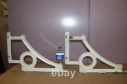 Pair Large Antique Art Deco Cast Iron Porcelain Industrial Wall Shelf Brackets