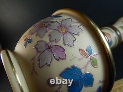 Pair Large Antique Handpainted Bristol Bohemian Glass Vases Signed TR 12