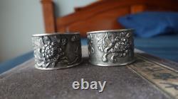 Pair Late Qing Chinese Export Silver Napkin Rings Signed